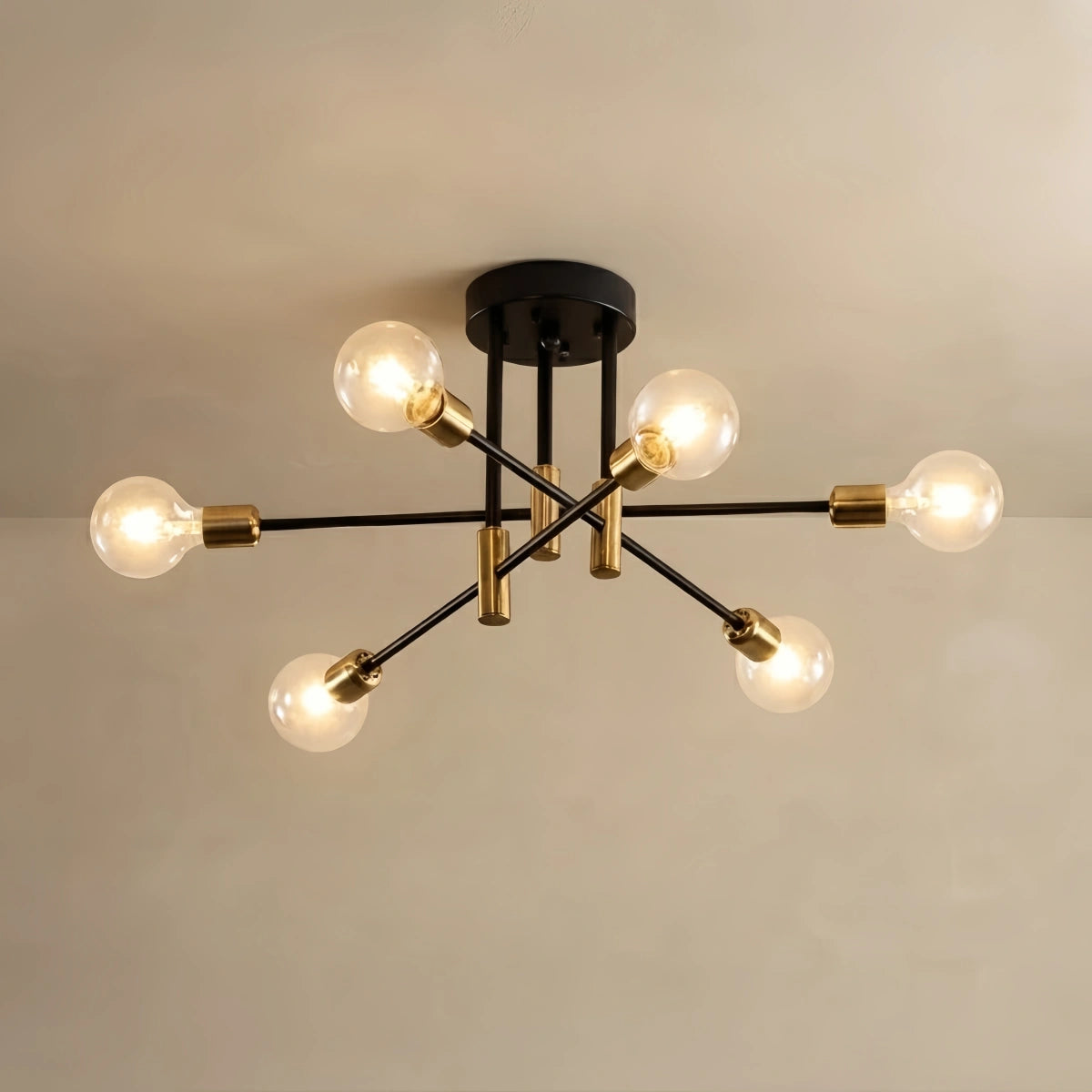 Nebula Modern Branching Chandelier – Black/Gold Metal Fixture 4/6/8 Heads Living Room