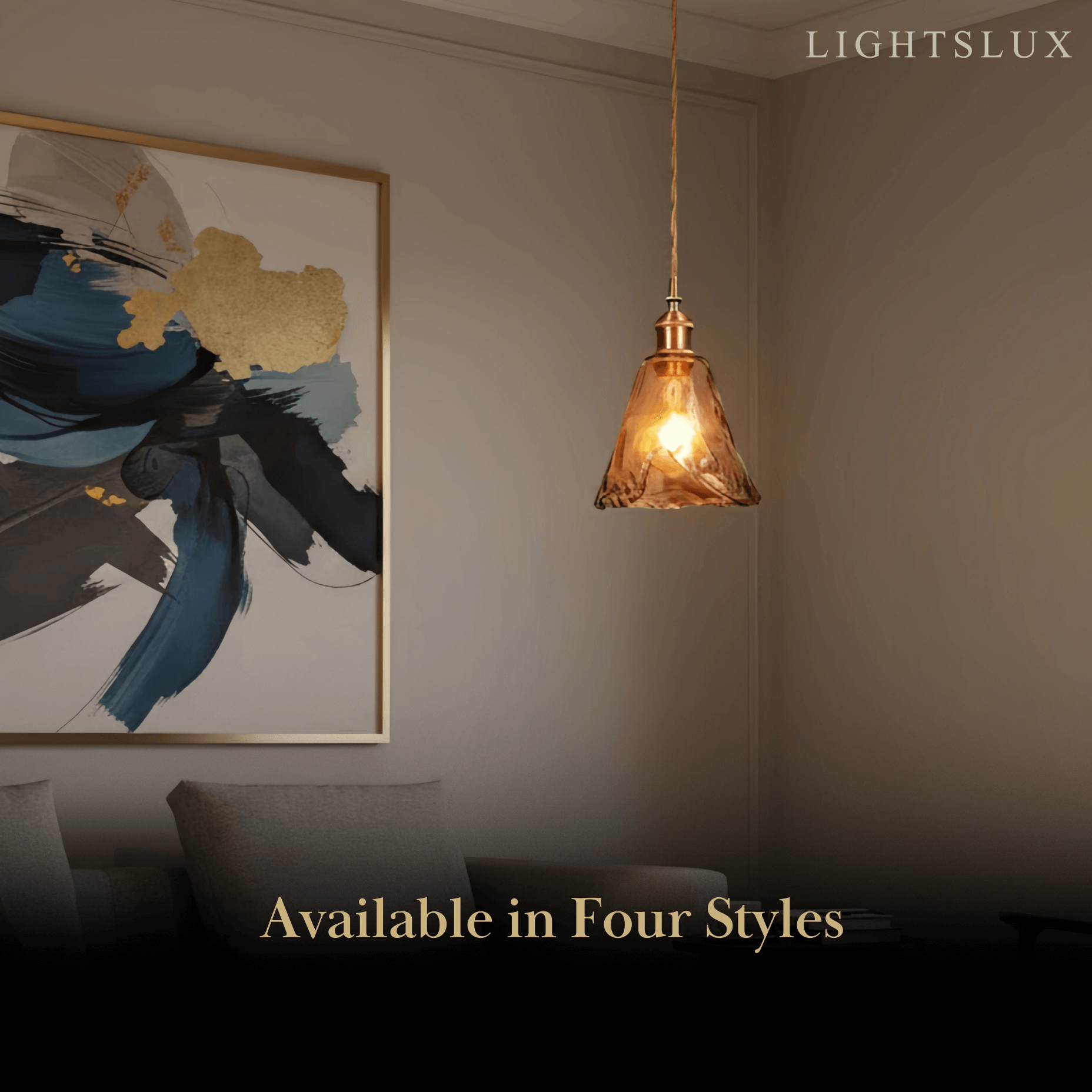 Vetro Retro Pendant Light – Amber Glass/Metal Fixture for Dining Room