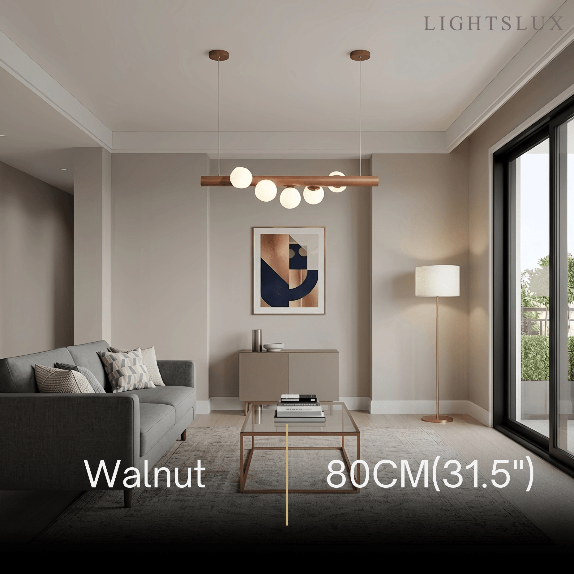Nebula Modern Linear Pendant Light - Walnut