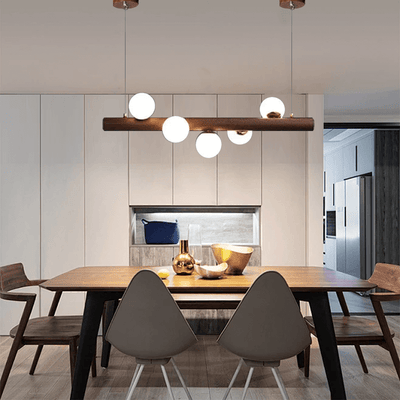 Nebula Modern Linear Pendant Light - Walnut