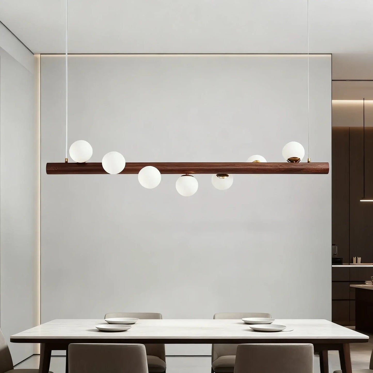 Nebula Modern Linear Pendant Light - Walnut