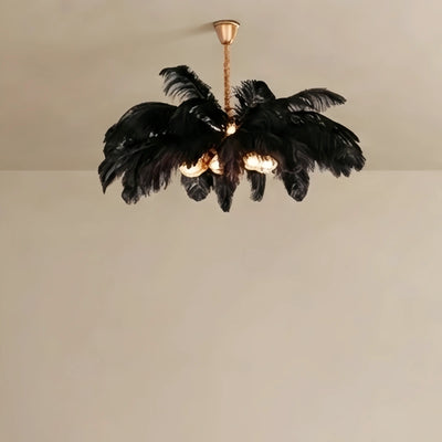 Morandia Art Deco Pendant Light — 8-Color Brass/Feather for Luxury Bedroom/Dining Room