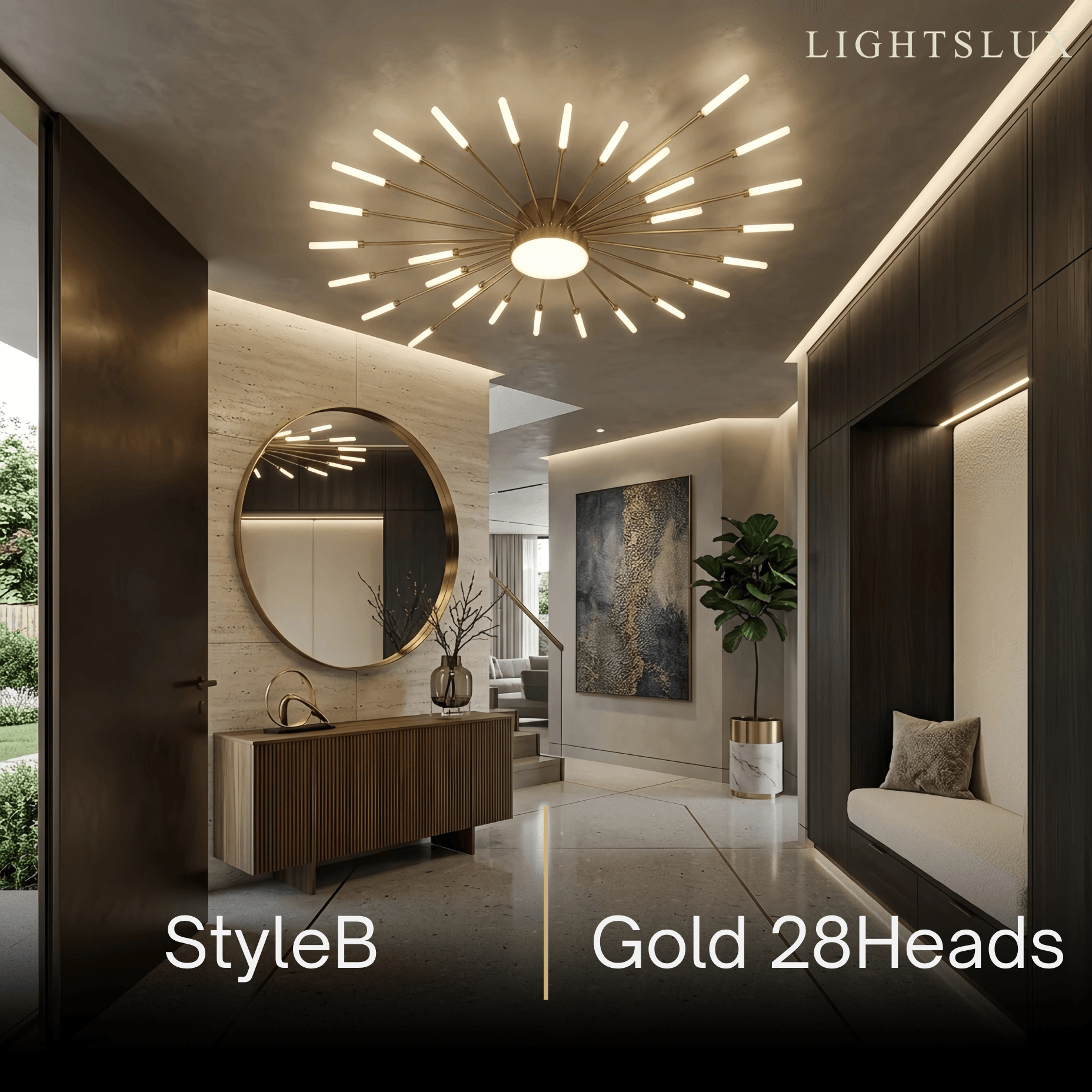 Nebula Modern Firework Ceiling Light –  Gold/Black for Bedroom Dining Room Living Room
