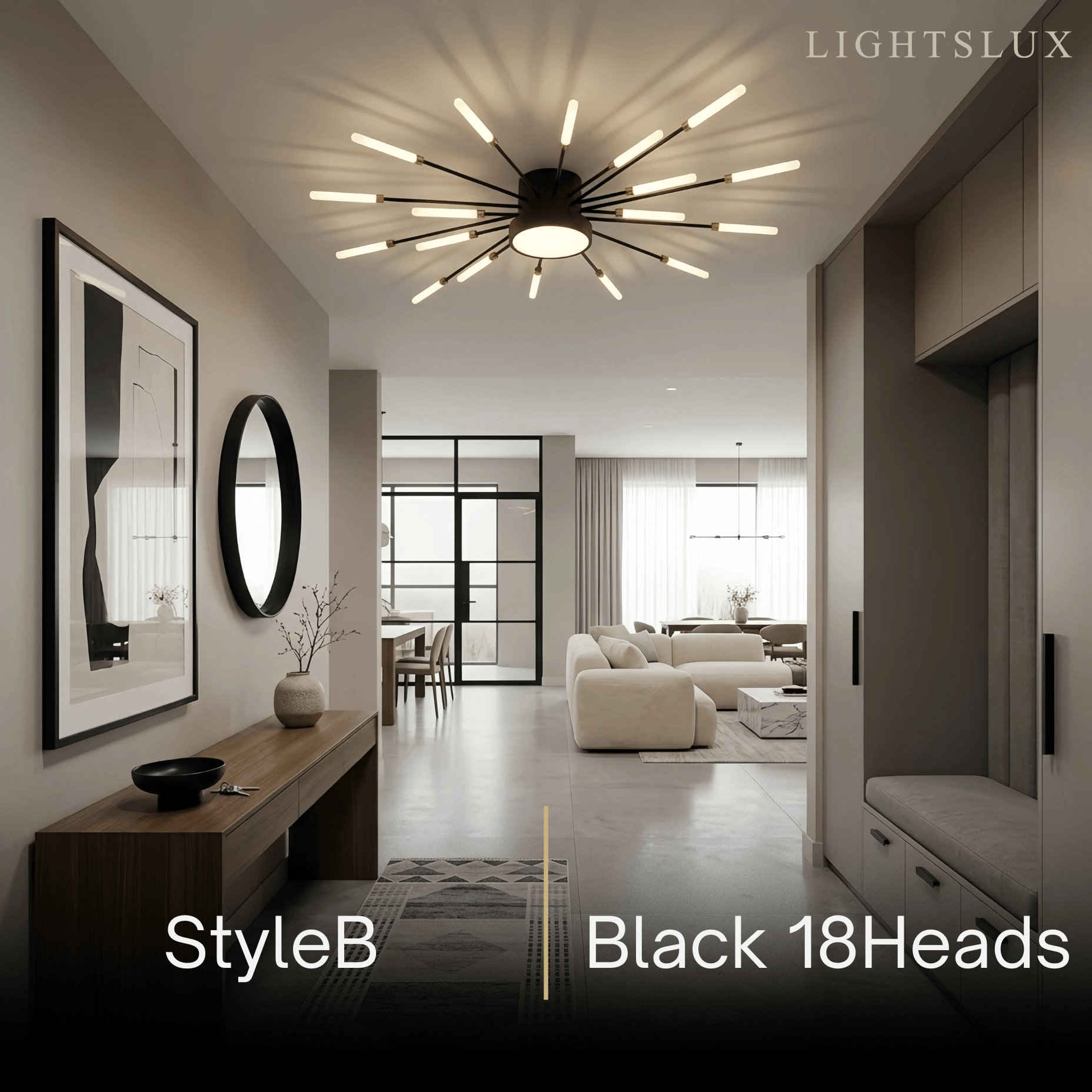 Nebula Modern Firework Ceiling Light –  Gold/Black for Bedroom Dining Room Living Room
