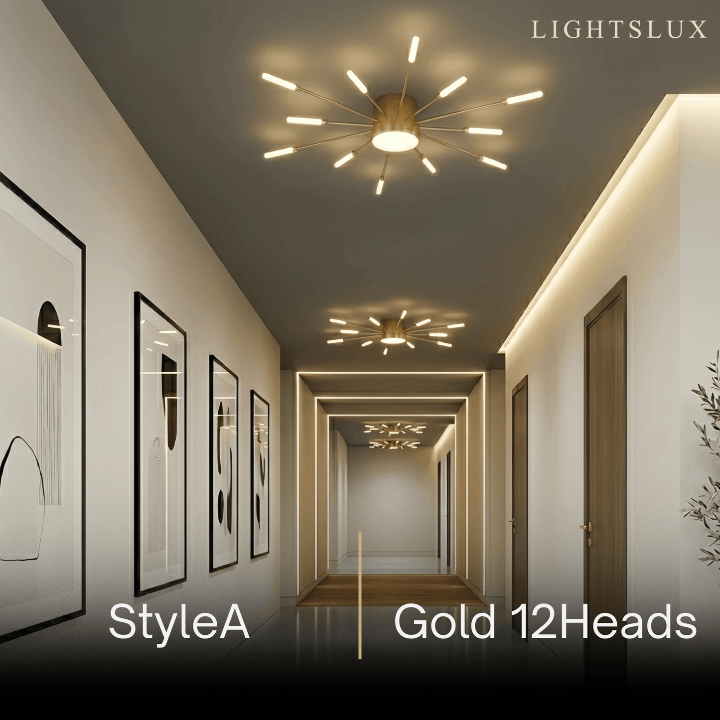 Nebula Modern Firework Ceiling Light –  Gold/Black for Bedroom Dining Room Living Room