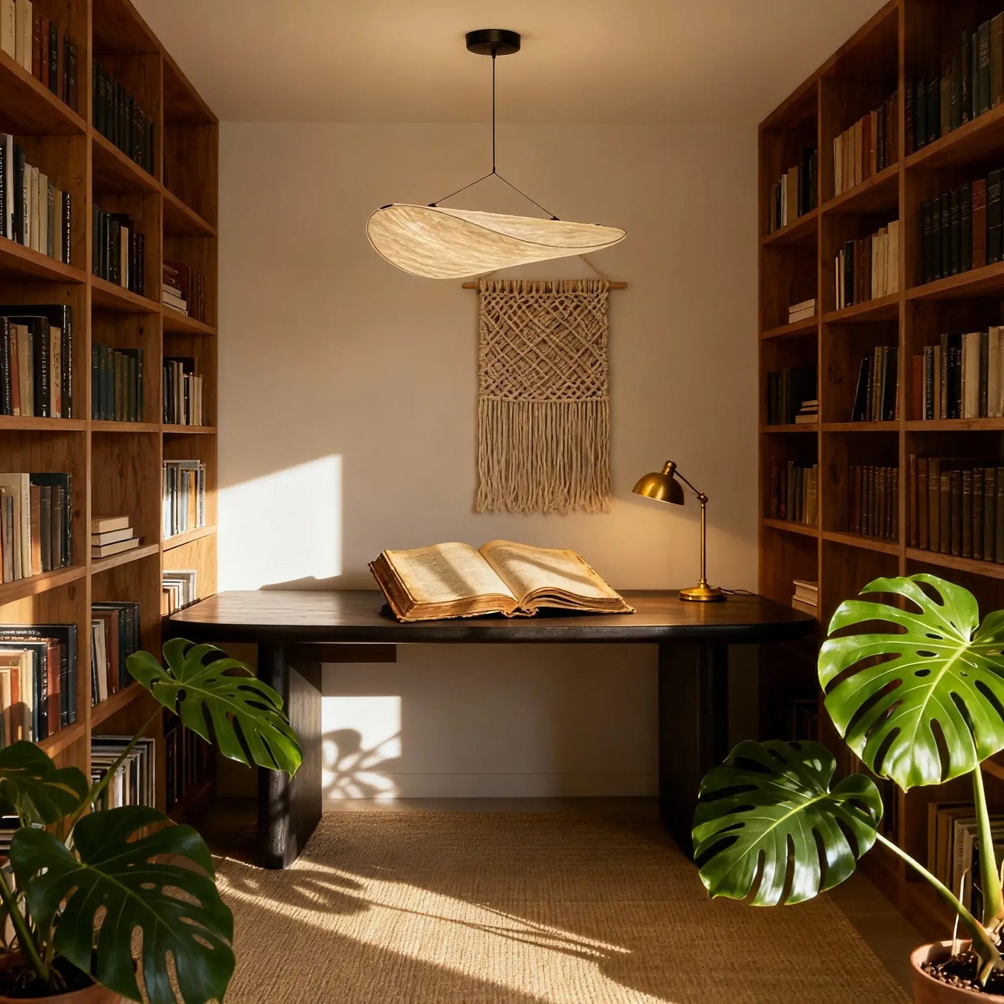 Art Deco White Pendant Light for Study Room
