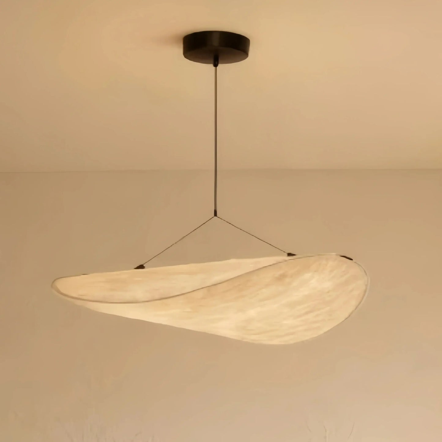 Crema Art Deco White Pendant Light – Curved Metal Design for Dining Room