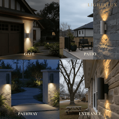 Arcato Modern Outdoor Wall Lamp- Black/White Cement Cylindrical Light for Courtyard