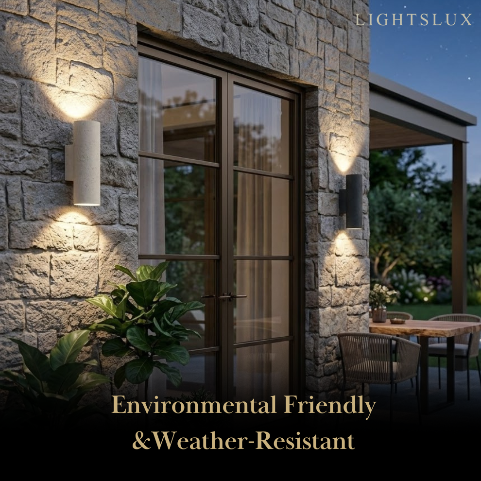 Arcato Modern Outdoor Wall Lamp- Black/White Cement Cylindrical Light for Courtyard