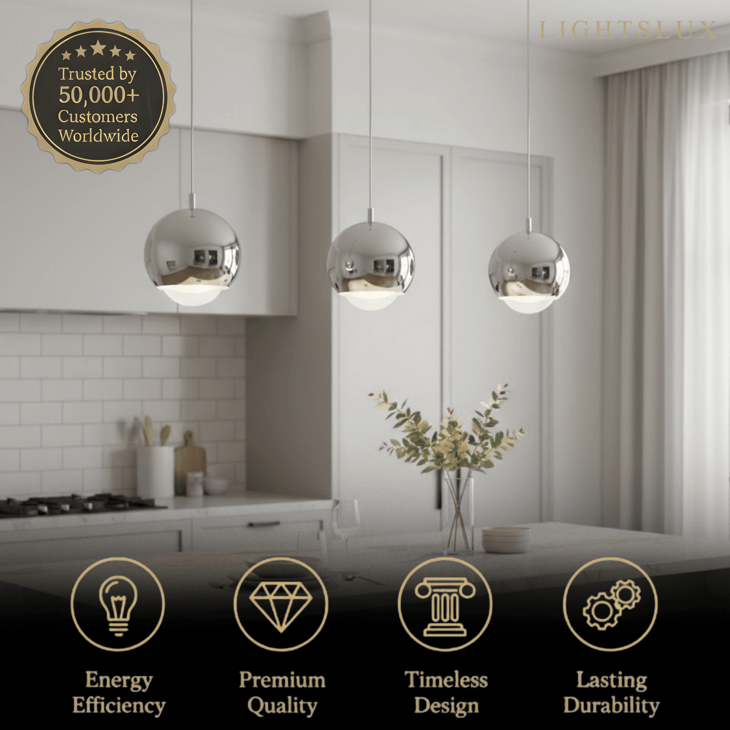 Excelis Modern Ball Pendant Light Gold