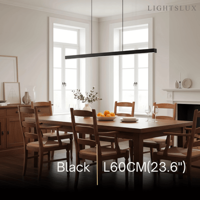 Arcato Minimalist Dimmable Linear Pendant Light – Black or White Acrylic for Dining Room