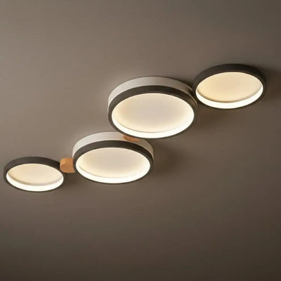 LZ267 Arcato Modern Round Ceiling Light – Metal/Wood in Green/Grey/White for Living Room