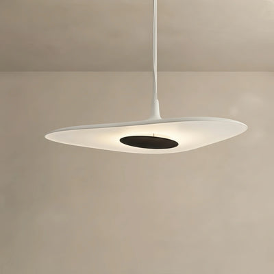 Modern Hooded Pendant Light – White/ Black Resin/Metal Living/Dining Room