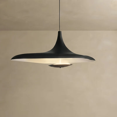 Stellar Modern Hooded Pendant Light – White/ Black Resin/Metal Living/Dining Room