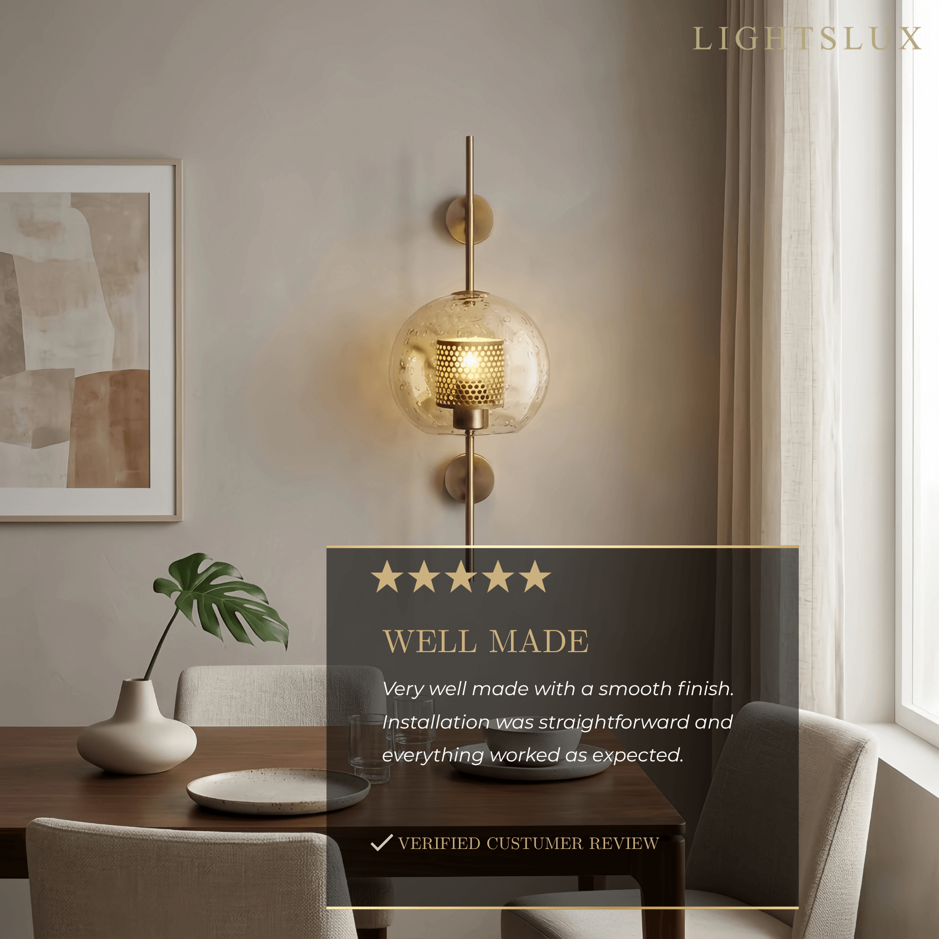 Vetro Royal Glass/Copper Wall Lamp