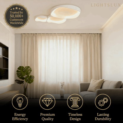 White LED Flush Mount Ceiling Light – Metal /Acrylic for Living Room