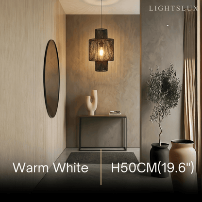 Bamburo Farmhouse Drum Pendant Light — Black