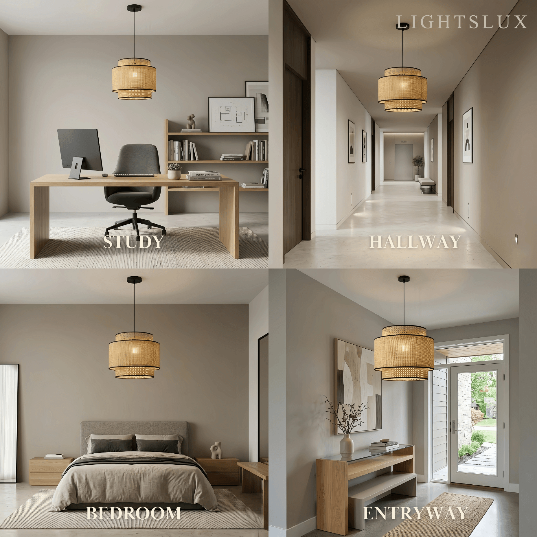 Bamburo Farmhouse Pendant Light — Tri-Layer