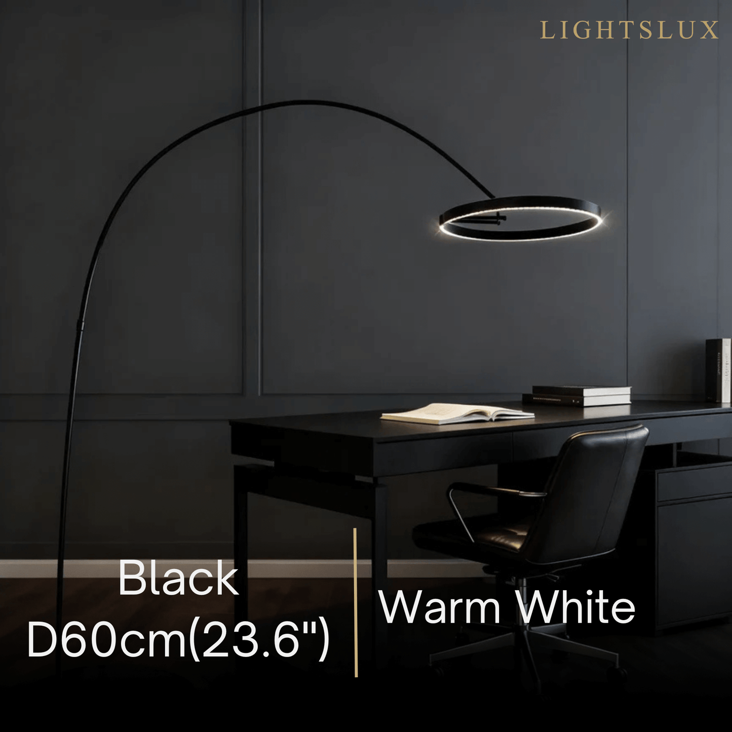 Velora Modern Round Floor Lamp – Minimalist Black Metal Design for Living Room
