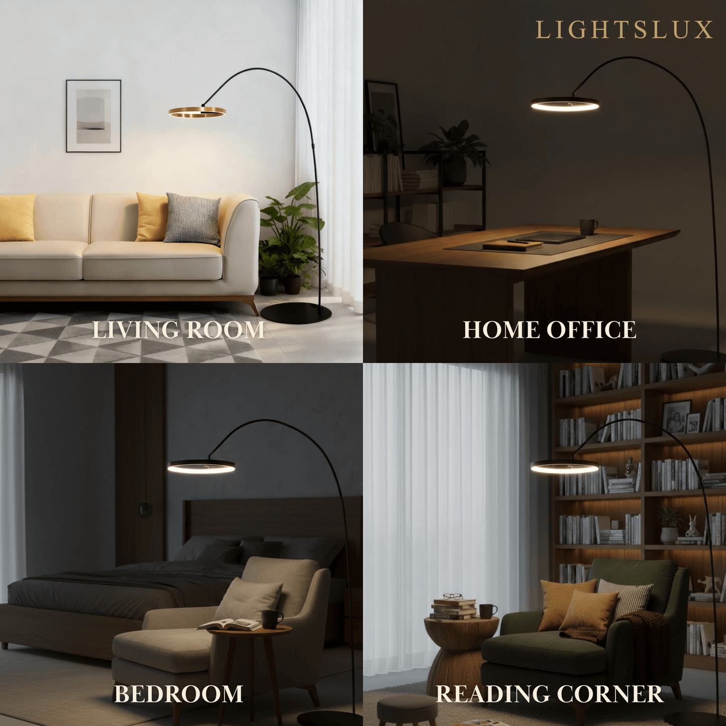 Velora Modern Round Floor Lamp – Minimalist Black Metal Design