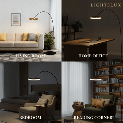 Velora Modern Round Floor Lamp – Minimalist Black Metal Design