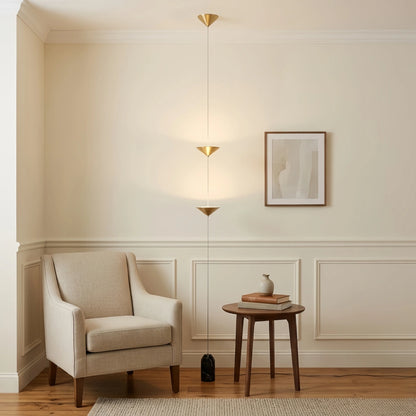 Arcato Minimalist Pendant Lamp -- Iron & Marble with Adjustable Height in Black/Gold for Living Room Bedroom