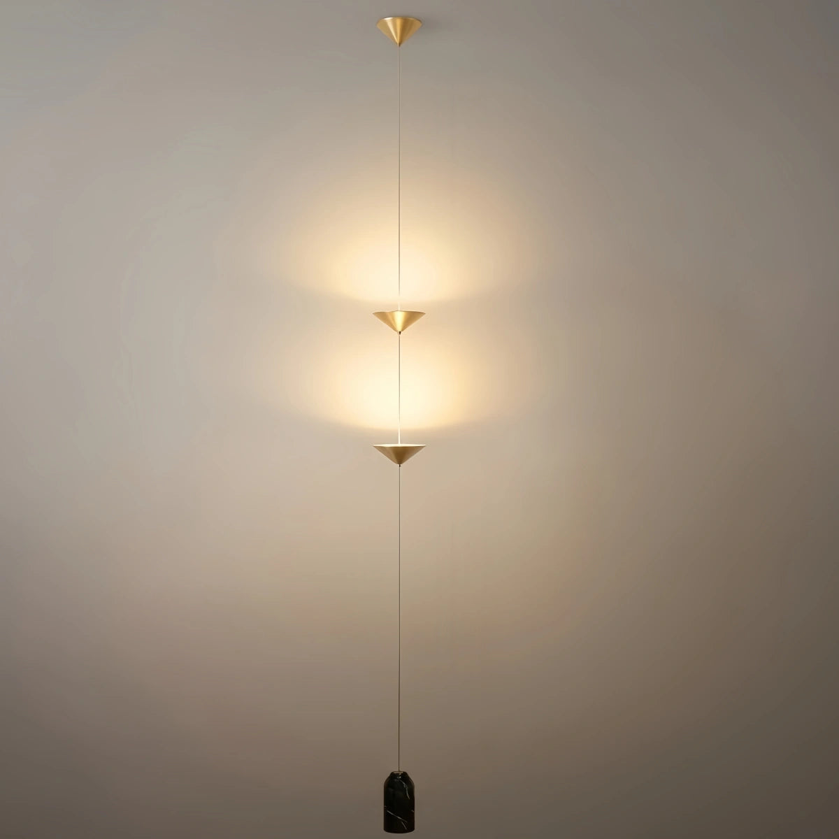 Arcato Minimalist Pendant Lamp -- Iron & Marble with Adjustable Height in Black/Gold for Living Room Bedroom