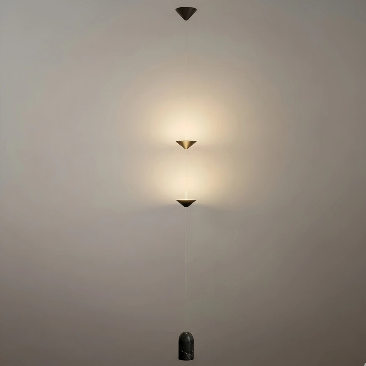 Arcato Minimalist Pendant Lamp -- Iron & Marble with Adjustable Height in Black/Gold for Living Room Bedroom