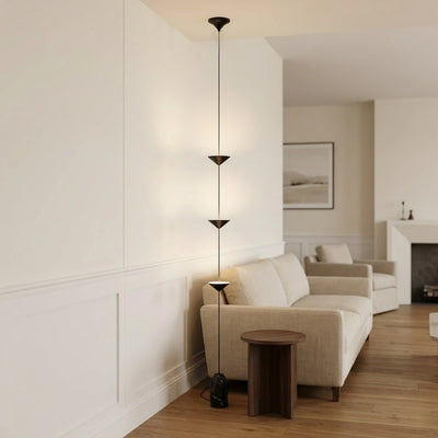 Arcato Minimalist Pendant Lamp -- Iron & Marble with Adjustable Height in Black/Gold for Living Room Bedroom