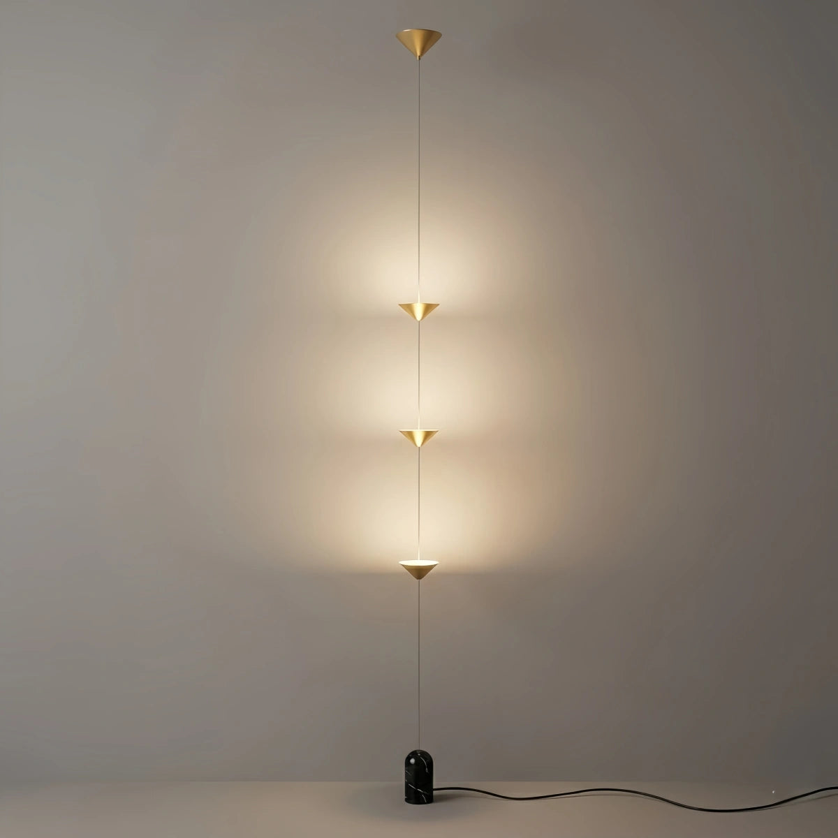 Arcato Minimalist Pendant Lamp -- Iron & Marble with Adjustable Height in Black/Gold for Living Room Bedroom