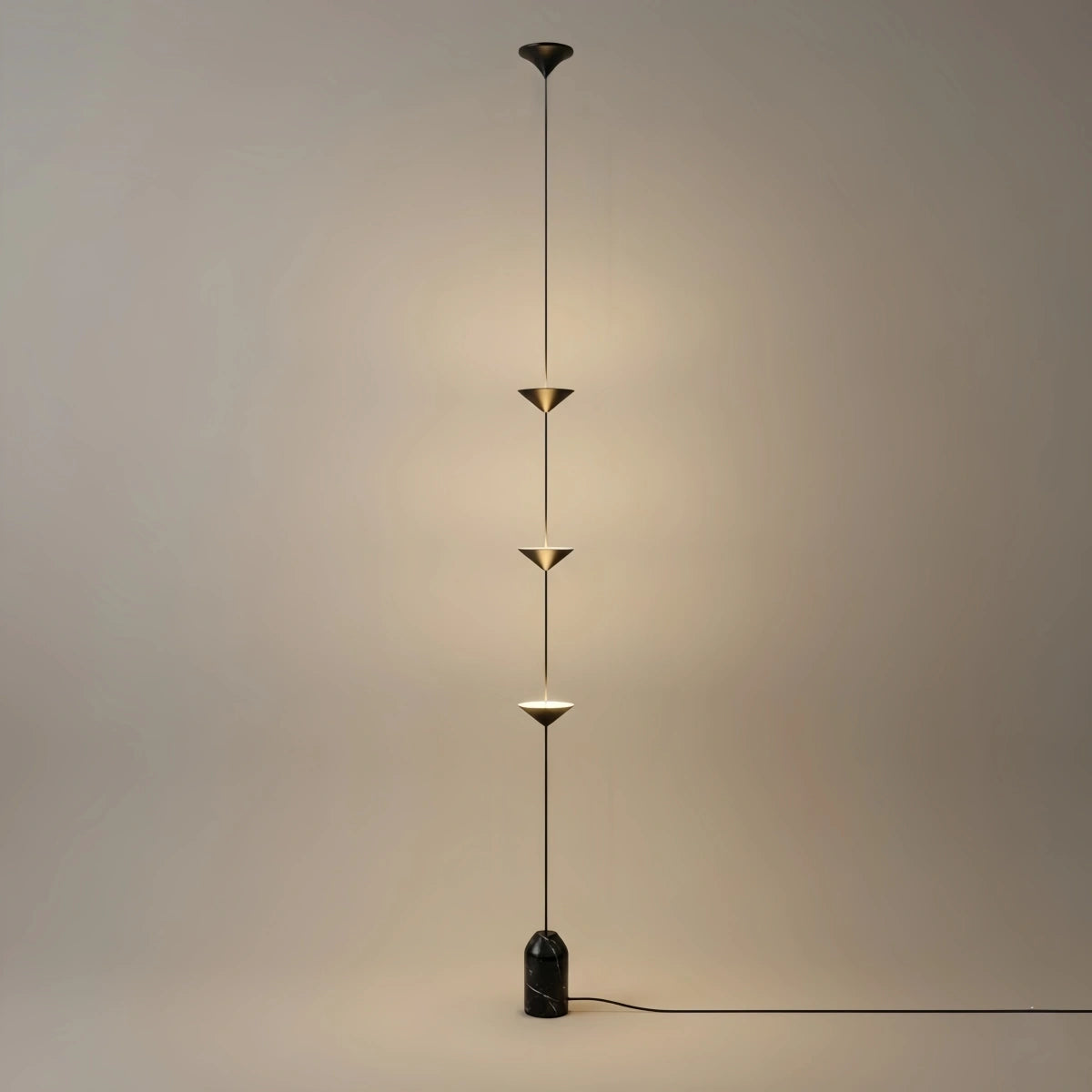 Arcato Minimalist Pendant Lamp -- Iron & Marble with Adjustable Height in Black/Gold for Living Room Bedroom