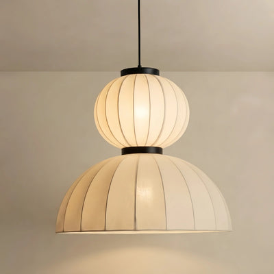 Zenno Modern Pendant Light — White Artificial Silk & Metal with 3-Color LED Dining Room