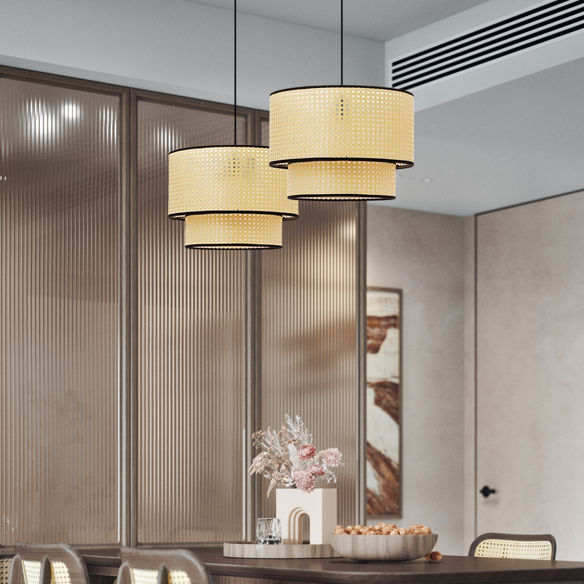 Farmhouse Japanese Rattan Pendant Light