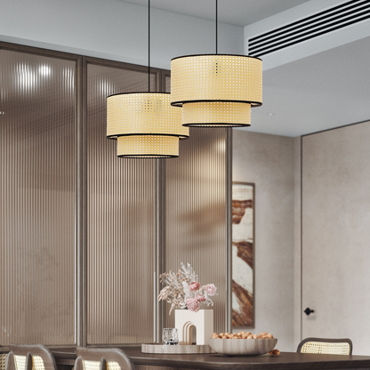 Farmhouse Japanese Rattan Pendant Light