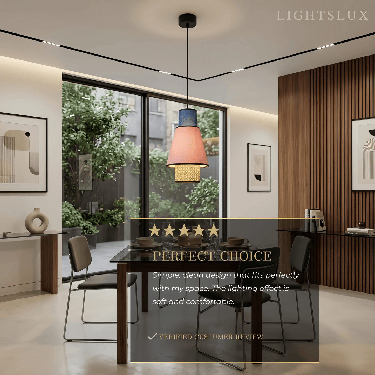 Bamburo Farmhouse Cylindrical Pendant Light - Fabric