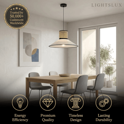 Bamburo Farmhouse Hooded Pendant Light — Fabric