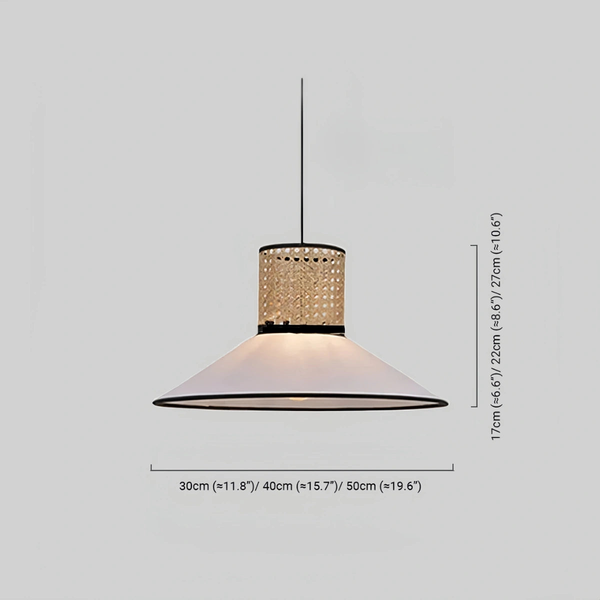 Bamburo Farmhouse Hooded Pendant Light — Fabric