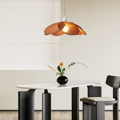 Pendant Light — Metal & Fabric Flower Design for Dining Room