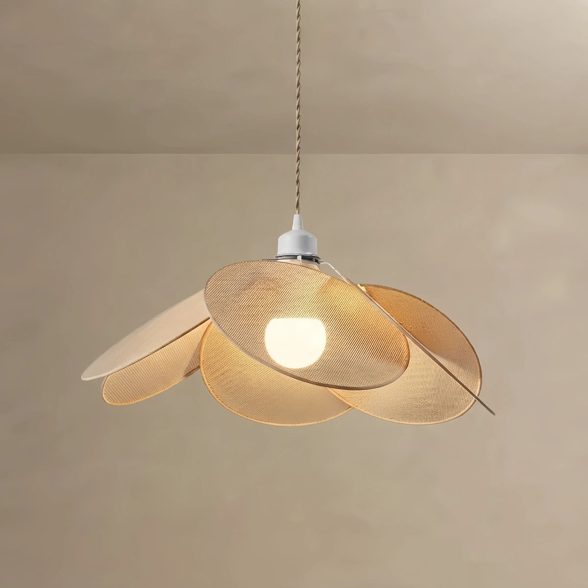 Zenno Farmhouse Metal & Fabric Pendant Light -- Orange/Brown/Beige for Living Room