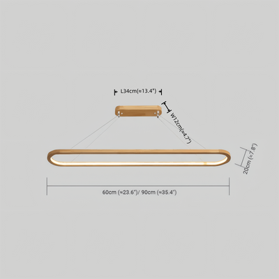 Zenno Minimalist Wooden Pendant Light - Oval LED Design for Living/Dining Room
