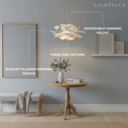 Crema Modern Flower-Shaped Pendant Light – White Metal/Acrylic for Dining Room