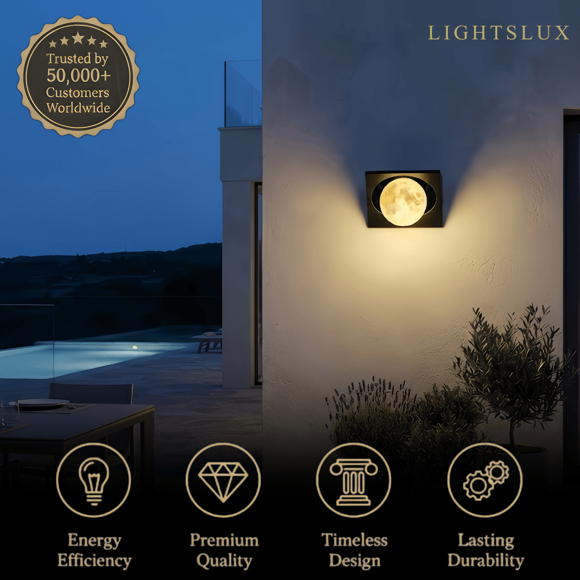Lunara Elegant Cubic Outdoor Wall Lamp--Hardwired & Solar for Courtyard