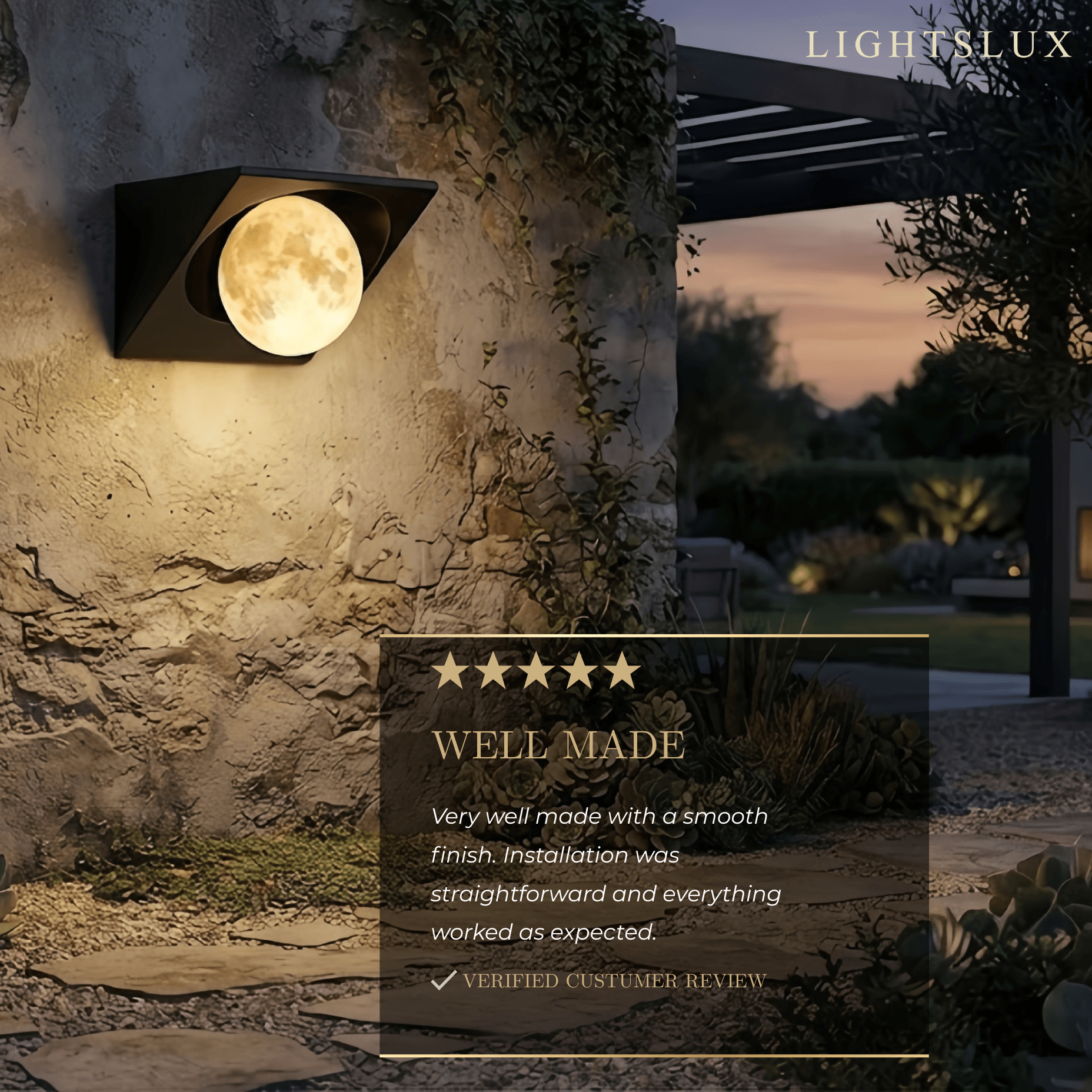 Lunara Elegant Cubic Outdoor Wall Lamp--Hardwired  for Courtyard