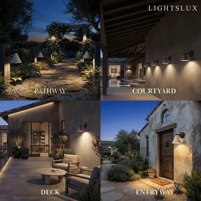 Strata Wall Lamp--Travertine & Wood for Outdoor Yard