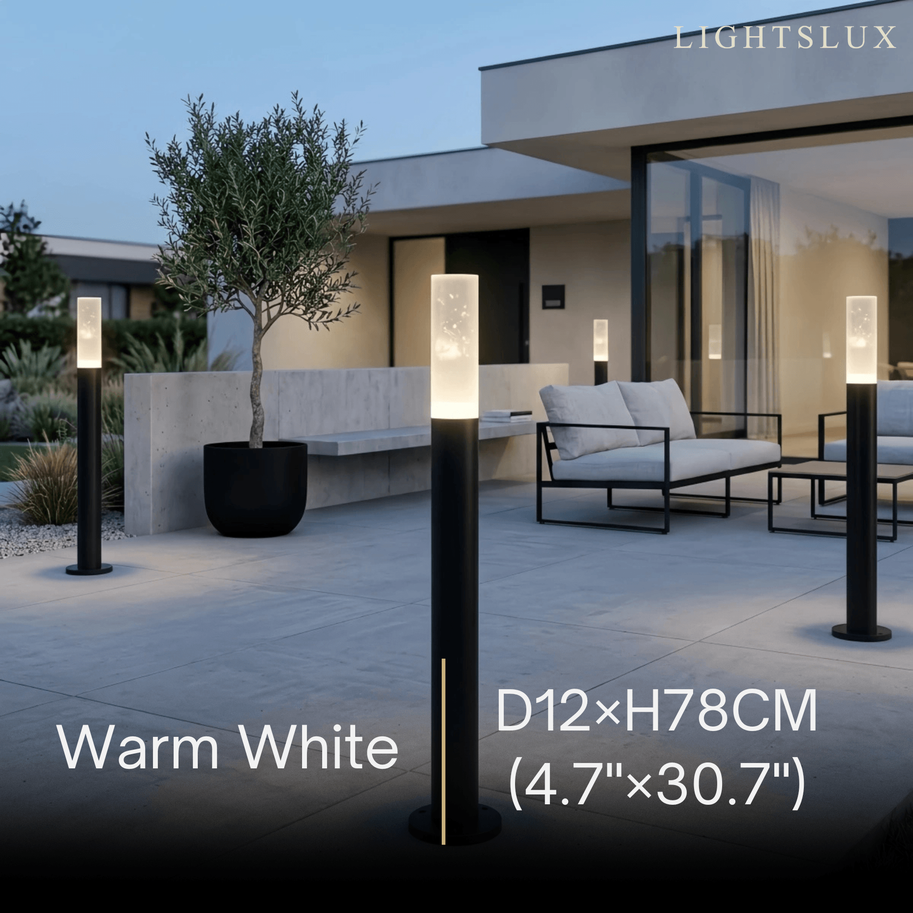Zenno Minimalist Outdoor Floor Lamp--Aluminum Acrylic Black for Courtyard