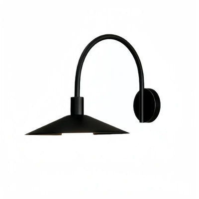 Solara Minimalist Arched Arm Wall Sconce — Stainless Steel Gold/Black for Courtyard