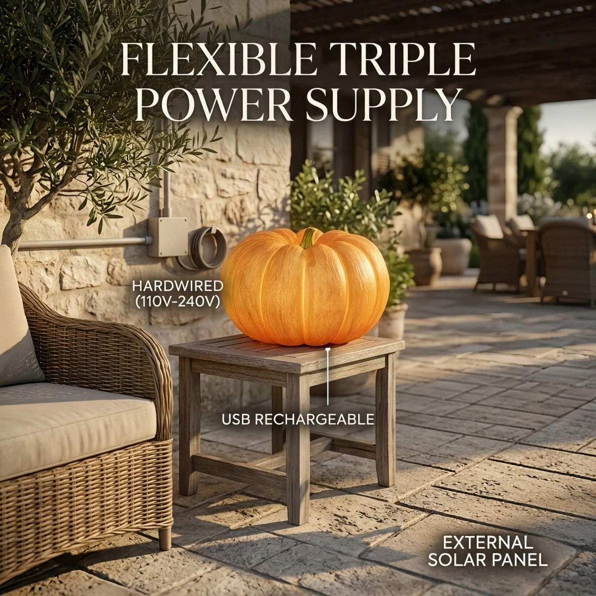 Vivara Farmhouse Pumpkin Floor Lamp--Resin for Outdoor Garden