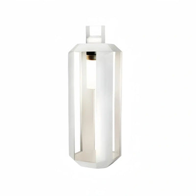 Solara Minimalist Ground Lamp -- Stainless Steel & Glass White for Outdoor Garden