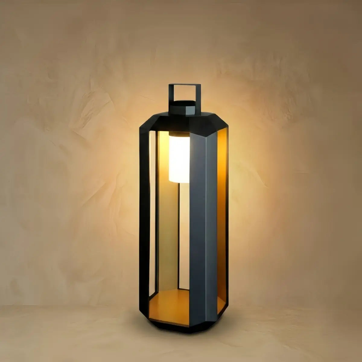 Solara Minimalist Ground Lamp -- Stainless Steel & Glass Black/White for Outdoor Garden