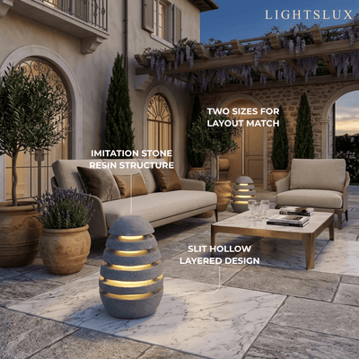 Natural Floor Lamp--Resin Stone-gray for Outdoor Lawn